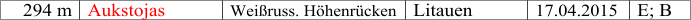 294 m Aukstojas Weiruss. Hhenrcken Litauen 17.04.2015 E; B